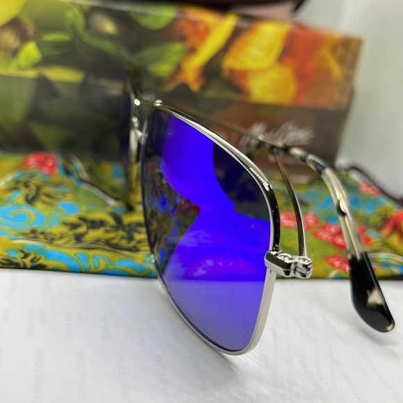 Brand New Maui Jim Polarized Pilot double bridge MJ773 Silver with Blue Mirror - Picture 4 of 9
